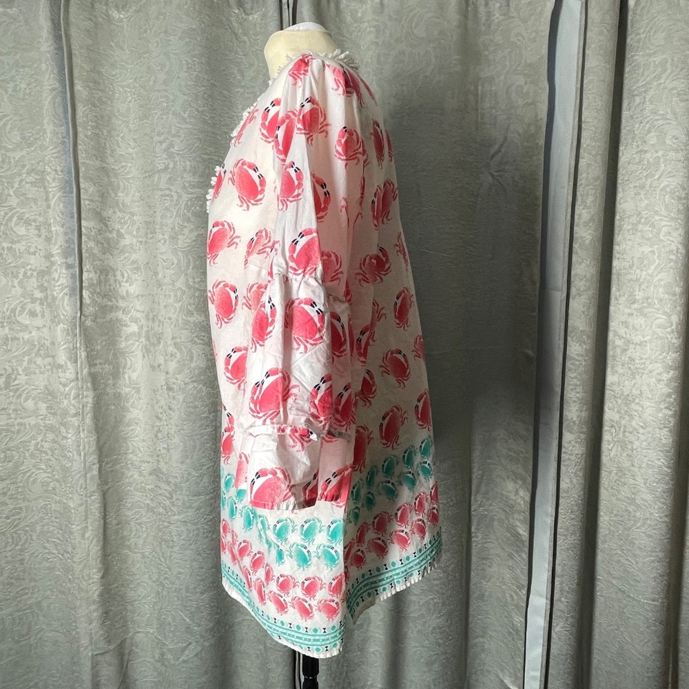 Women’s 1X Crown & Ivy Curvy ,Pink/Green/White Tunic Top - Picture 3 of 11